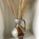 Vintage stoneware pitcher with iridescent two-tone glaze - 1960s-1970s
