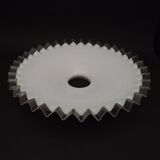 French Frilled Glass Pendant Shade White Opaline Glass Clear Scalloped Edge