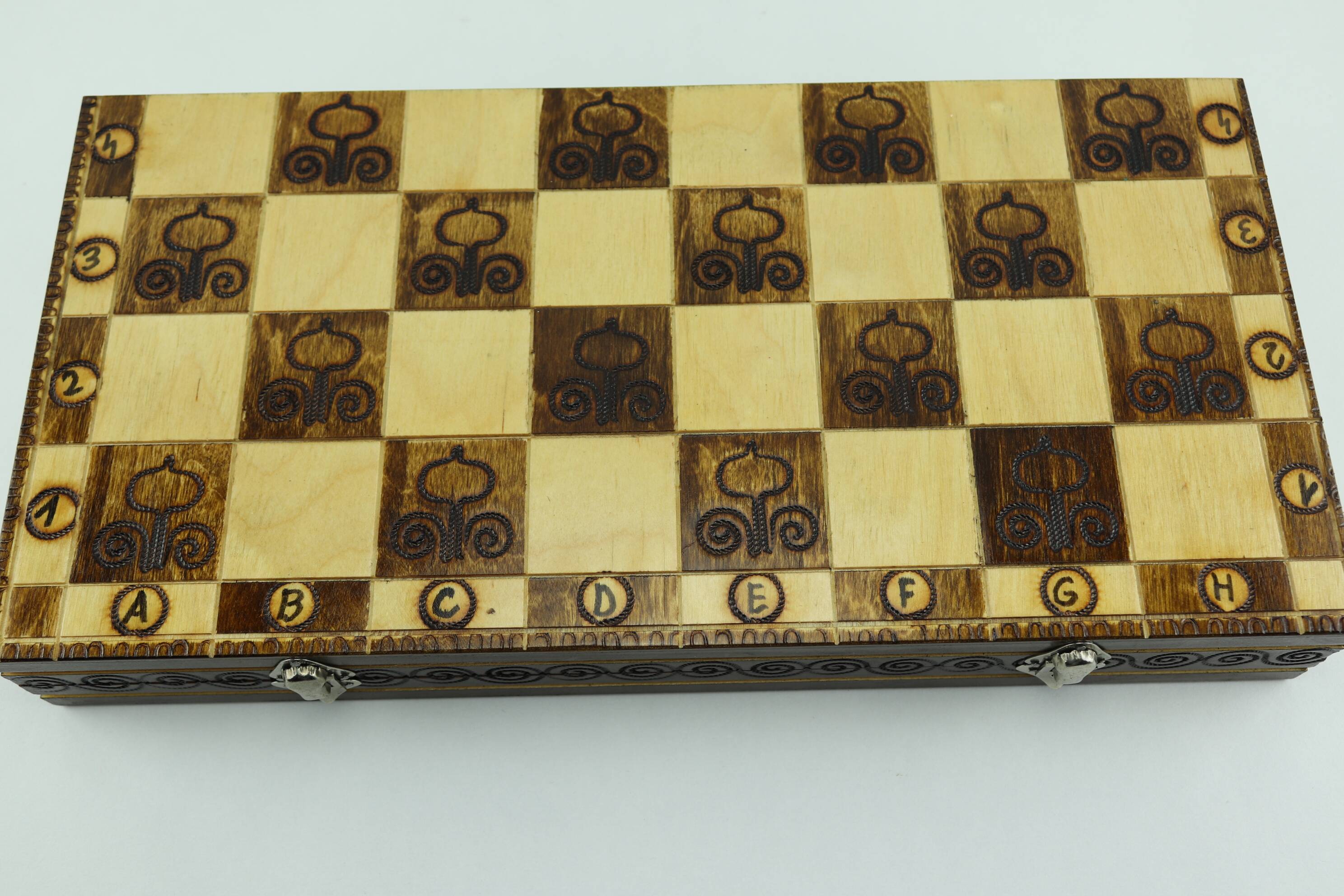 Vintage handcrafted folding chess set