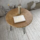 Wicker and metal coffee table from the 1950s