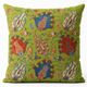 Silk Embroidered Floral Cushion Cover. Green Pillow Cover. Uzbek Suzani Throw Pillow. Traditional Accent Pillow
