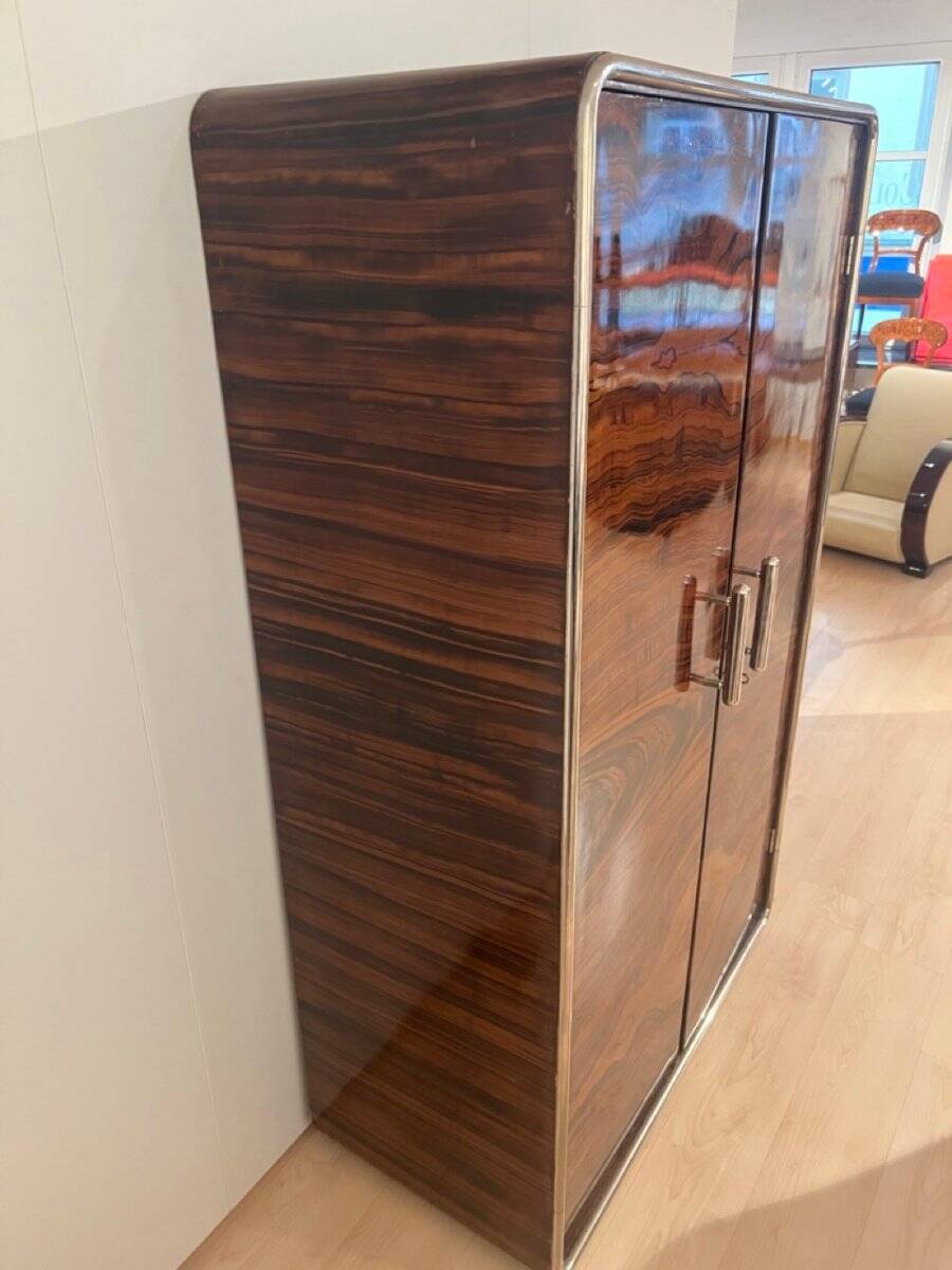 Bauhaus Wardrobe in Palisander Optic, Steel Tube and Chrome, Germany, 1930s