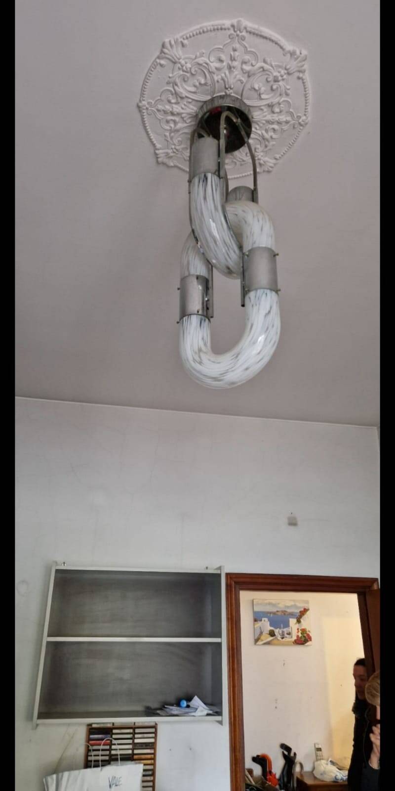 Murano Glass Chain Chandelier in Metal by Aldo Nason for Mazzega