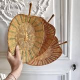Trio of vintage wicker and bamboo baskets
