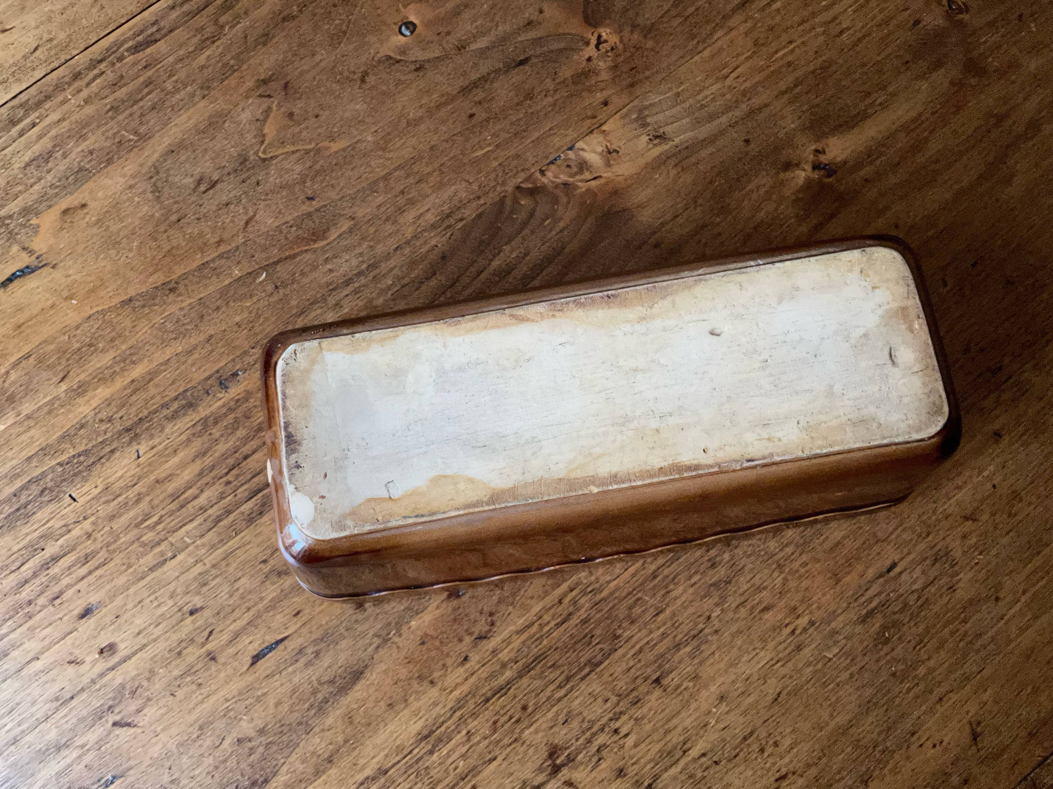 Antique terrine dish - ceramic - rectangular - vintage