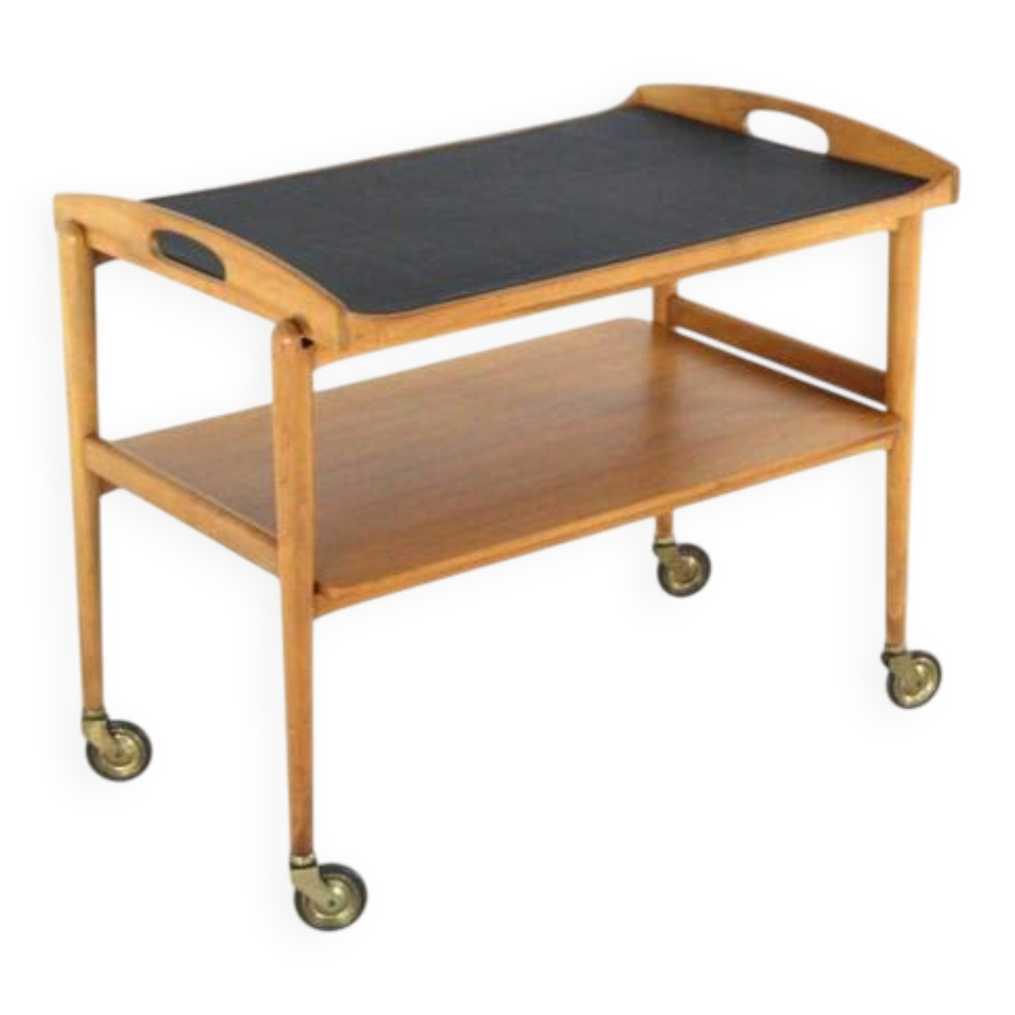 mid century modern wooden Trolley with removable tray