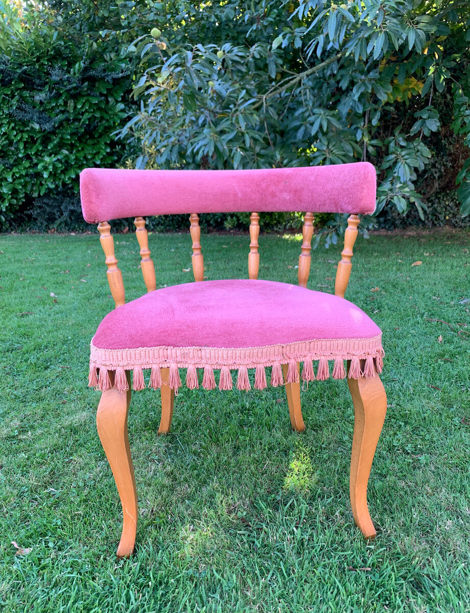 Fauteuil gondole rose à frange