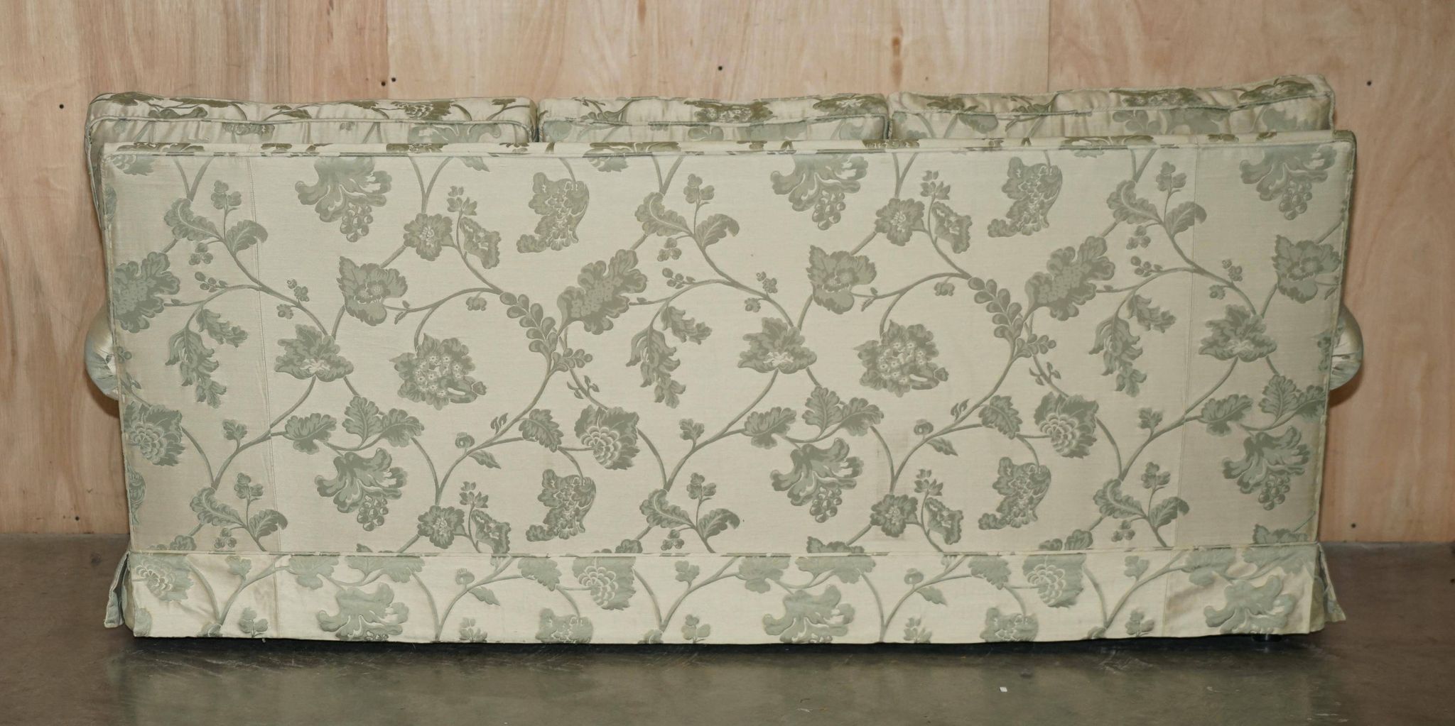 Pair of Howard & Son's style sofas in floral patterned silk blend.