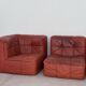 Modular vintage leather sofa Kimba Ligne Roset