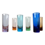Coloured German shot glasses from the mid-century, 1960s, set of 6.
