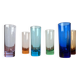 Coloured German shot glasses from the mid-century, 1960s, set of 6.