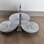 Vintage chrome-plated metal display stand for appetizers and petits fours