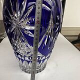 Vase Baccarat en Cristal Taillé Bleu Cobalt H 26 cm
