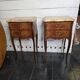 Pair of Louis XV style curved bedside tables in marquetry