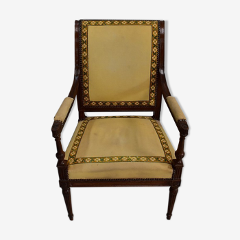 Walnut armchair, Louis XVI style, early nineteenth