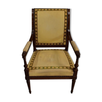 Walnut armchair, Louis XVI style, early nineteenth