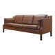 Canapé en cuir marron, design danois, années 1970, production : Danemark