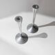 Set of 2 Stainless Steel Vintage Candle Holders, Silver Finish, Space Age Italian Design (1970s)