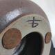 Vintage ceramic lamp signed & hand-painted silk shade 70s