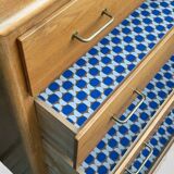 Vintage chest of drawers with compass feet, oak, original patina, 1950s