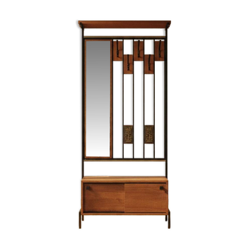 Porte-manteau vintage de style mid-century moderne avec miroir par Alfred Hendrick