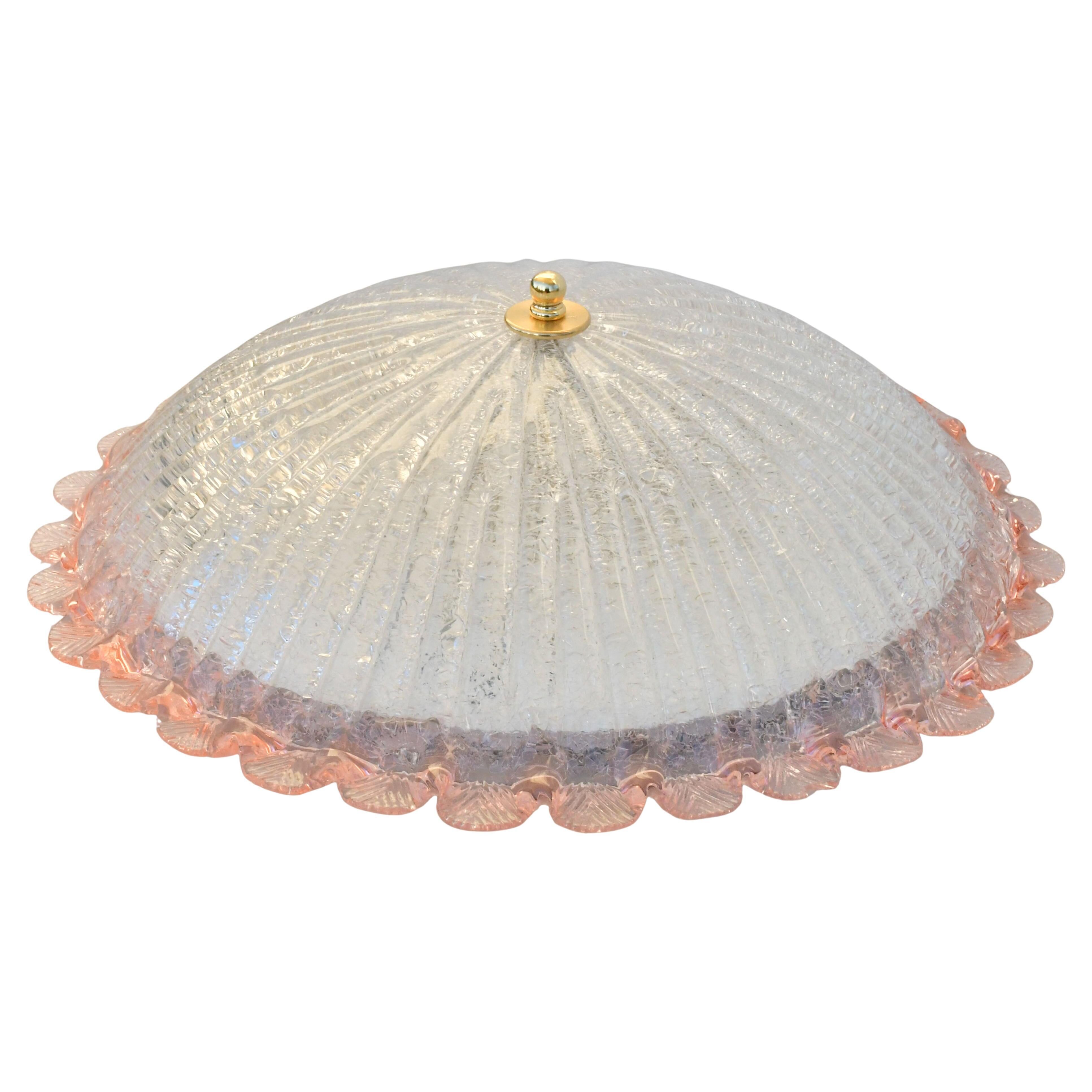 Precious Italian pink Murano glass ceiling fixture, Murano, 1970