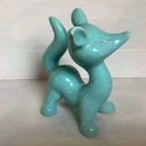 Renard en céramique bleue