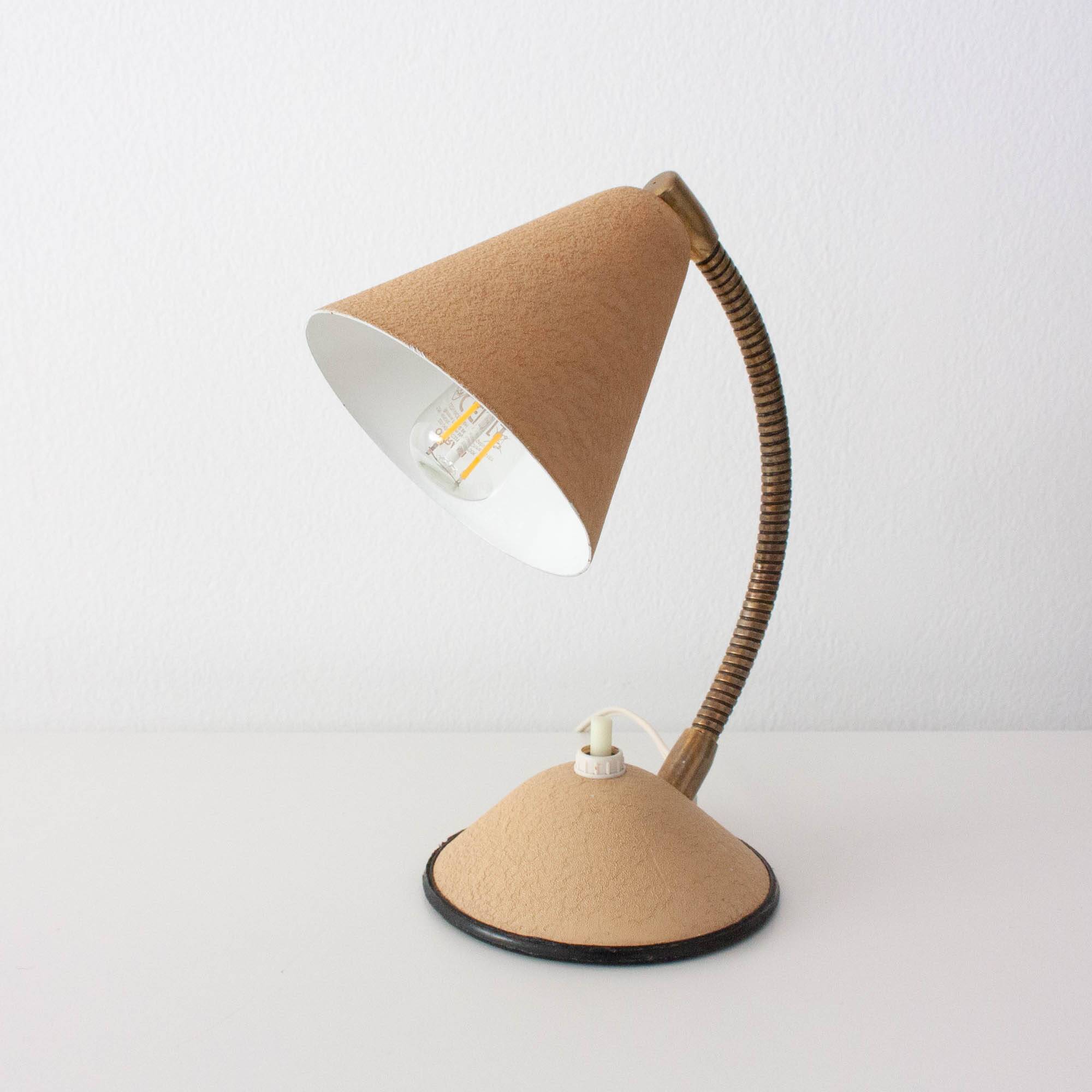 Vintage beige table lamp with gooseneck, Germany 1950s