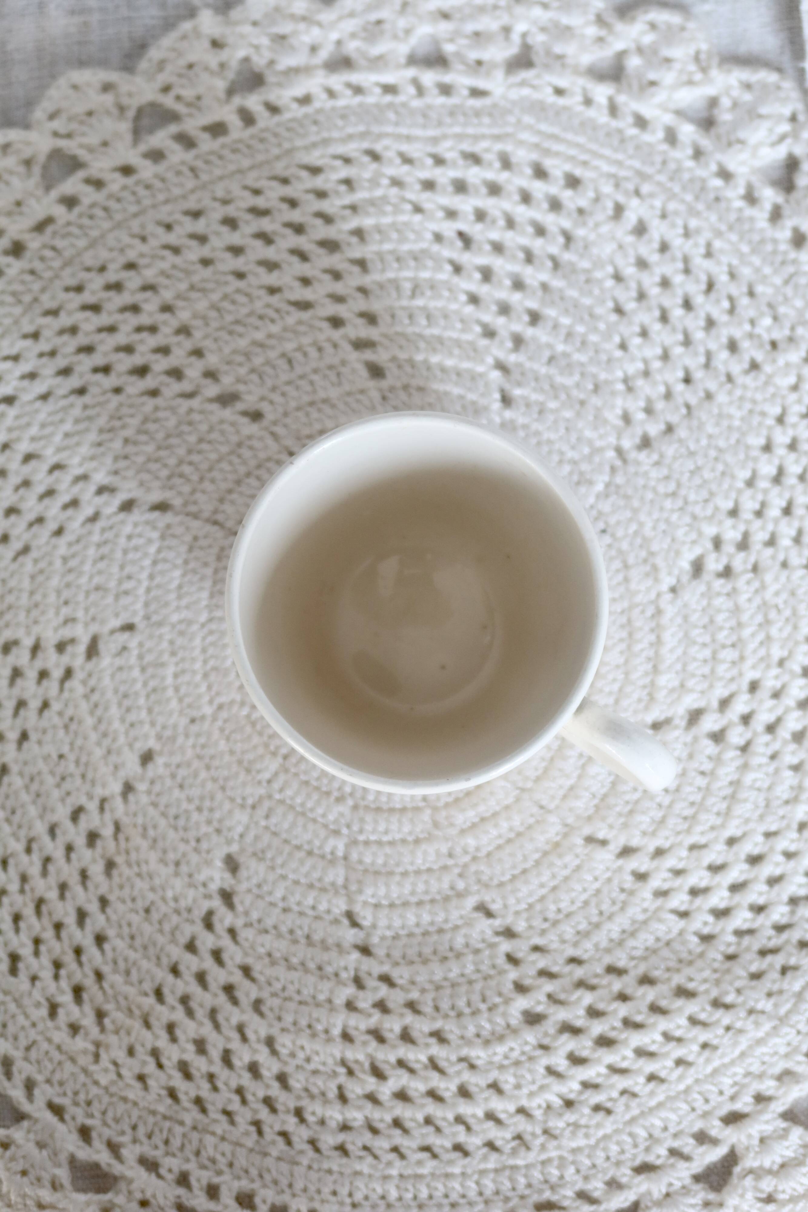 Vintage Salins earthenware coffee cup - Floral pattern