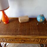 Bureau, coiffeuse en rotin