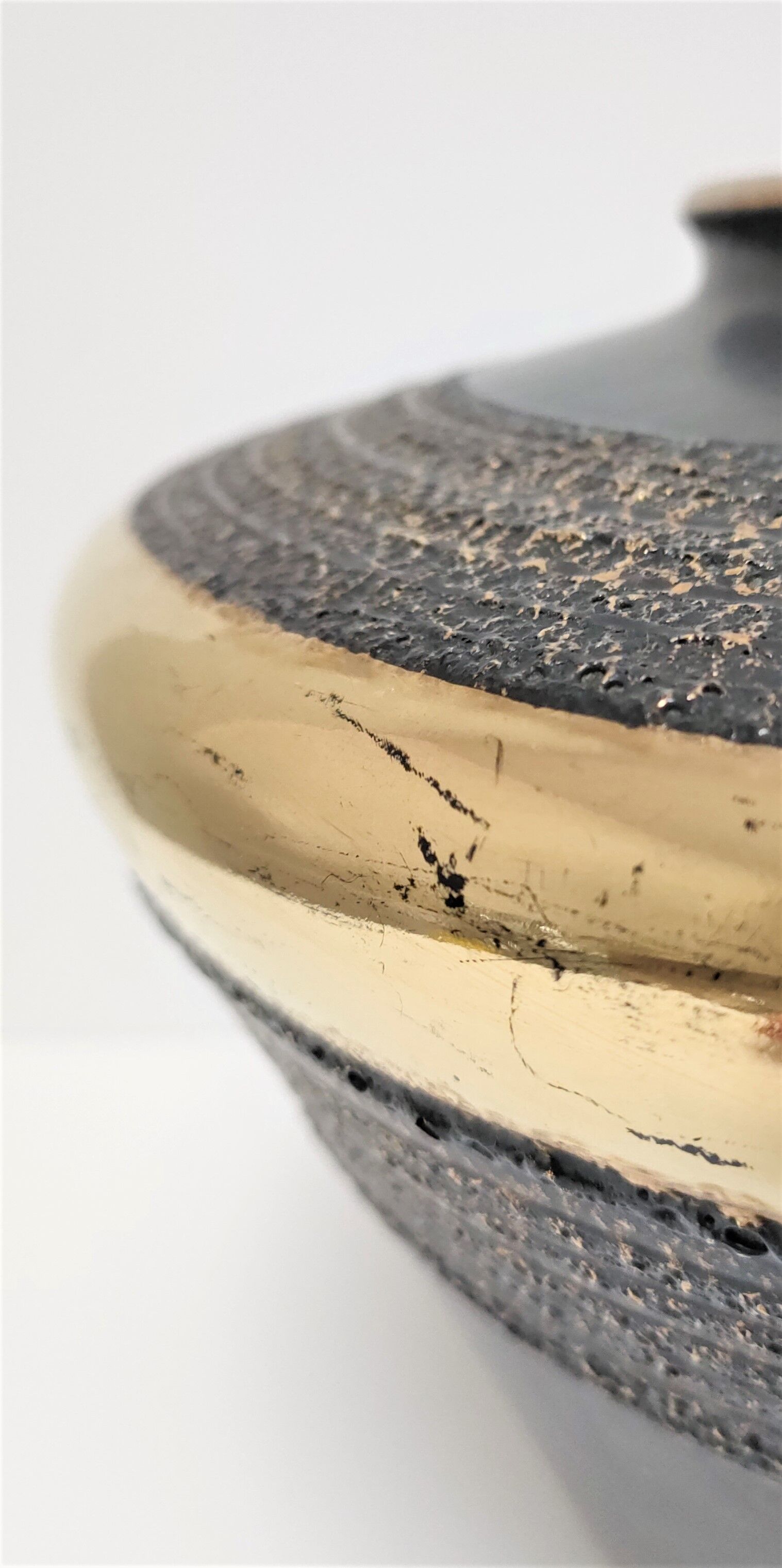 Black and gold ceramic vase west germany vintage design