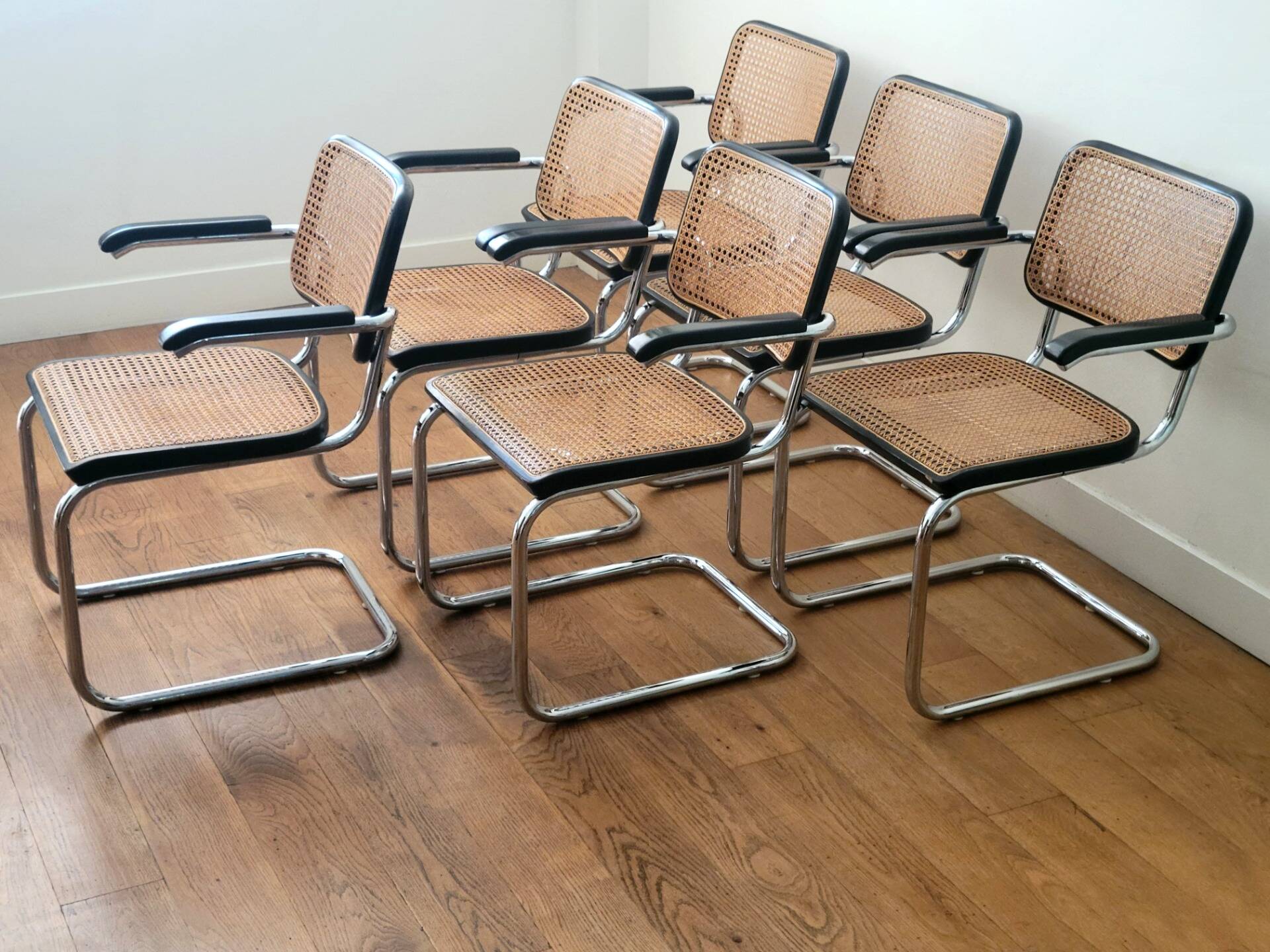 Ensemble de 6 chaises Thonet S64, Marcel Breuer, Thonet Allemagne, 1992