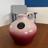 Ancien pichet en grès rose / soliflore céramique vintage / vase en grès mou