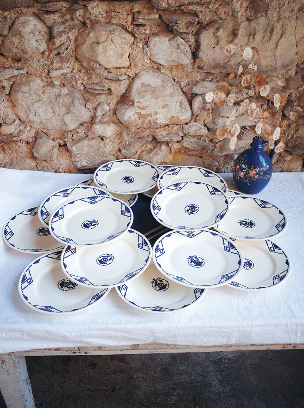 Set of 15 plates 21cm luneville model bastia