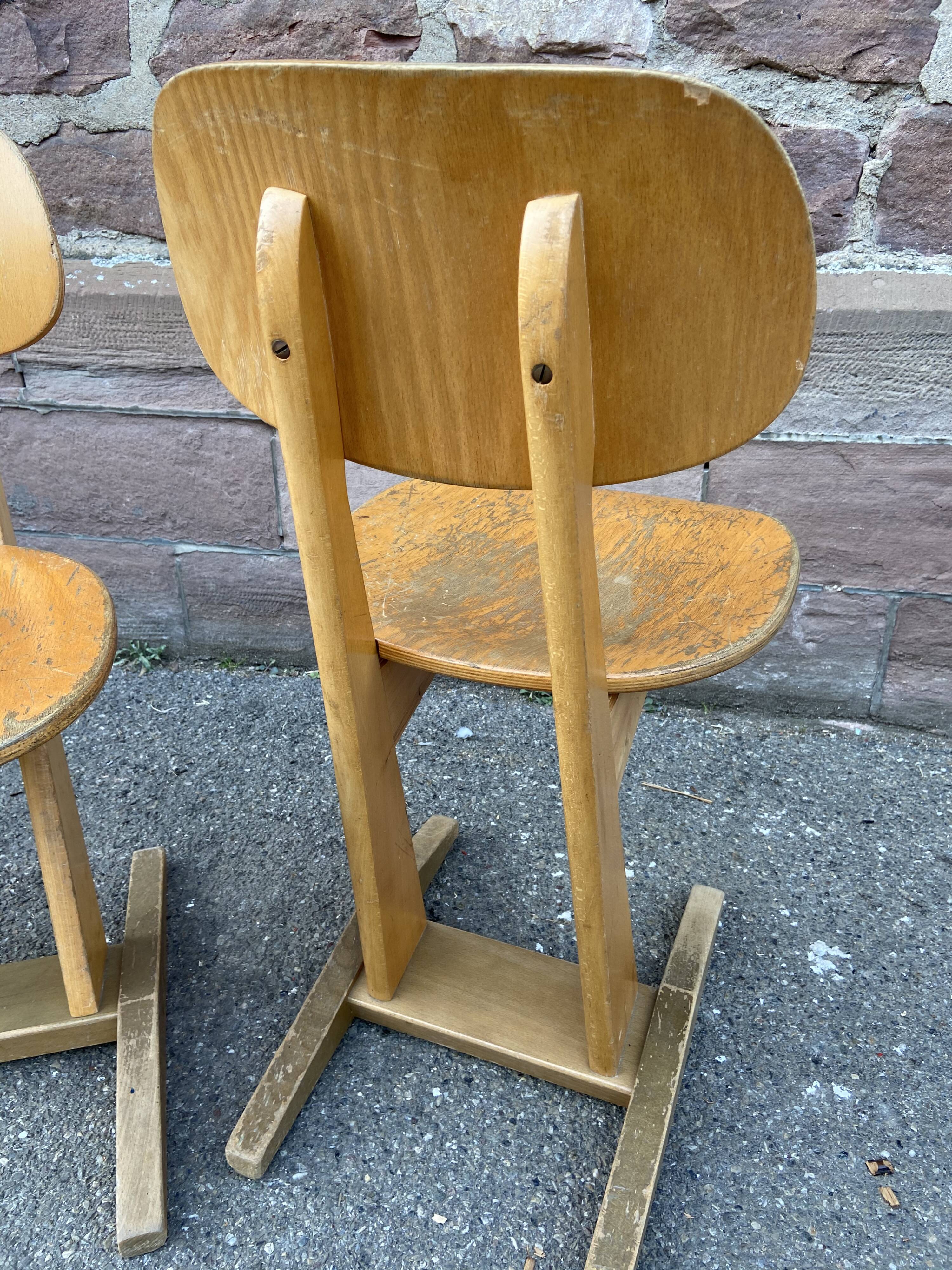 Pair of Casala vintage 1960 mid-century design adult school chairs
