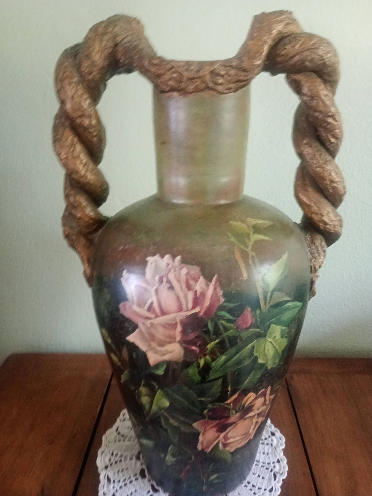 Double-handled vase with roses by Georges Weissenburger, École de Nancy.