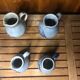 Set of 4 blue ceramic pitchers 25 & 50cl vintage