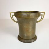 Art Deco champagne cooler in copper and brass with relief patterns, Sweden, 1930s.