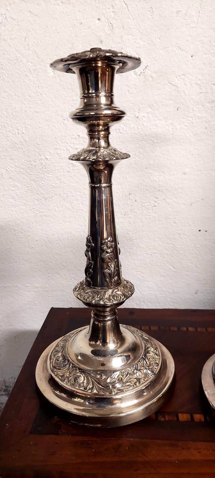 Pair of antique silver candelabras, first half of the 20th century
