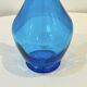 Vintage blue glass bottle Carafe with stopper Made in Belgium