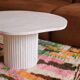 Organic shape travertine coffee table