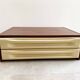 Mid Century rosewood cabinet with 2 beige plastic drawers