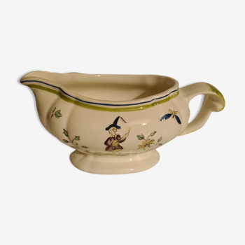 Longchamp ceramic gravy boat with Grotesques decor