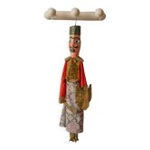Old Turkish decorative puppet in wood and gilded metal, old toy, handcrafted