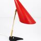 Lampe de table en laiton rouge J.T. Kalmar style milieu du siècle, Vienne, Autriche, années 1950