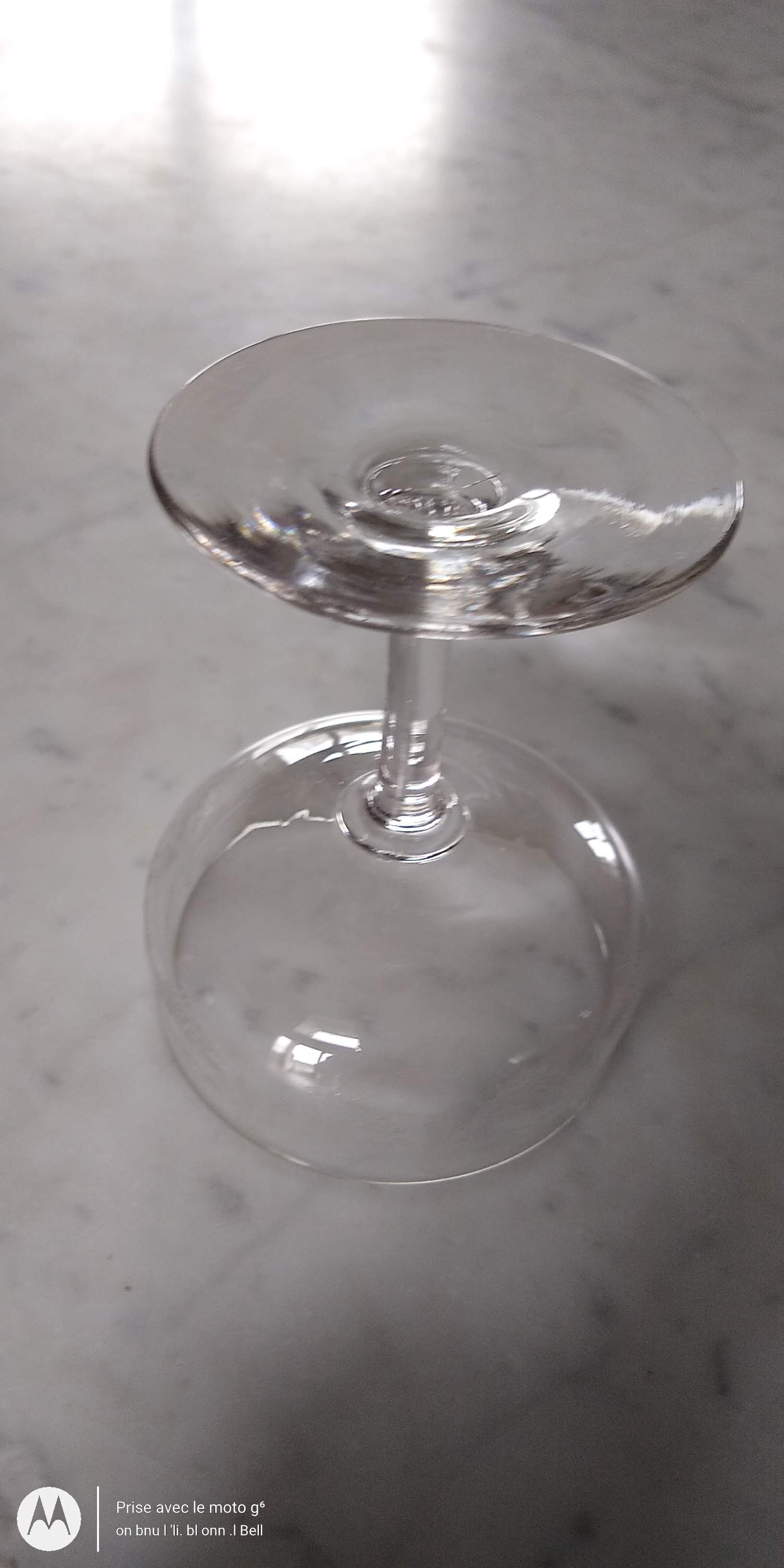 Louis XVI style engraved crystal champagne glass