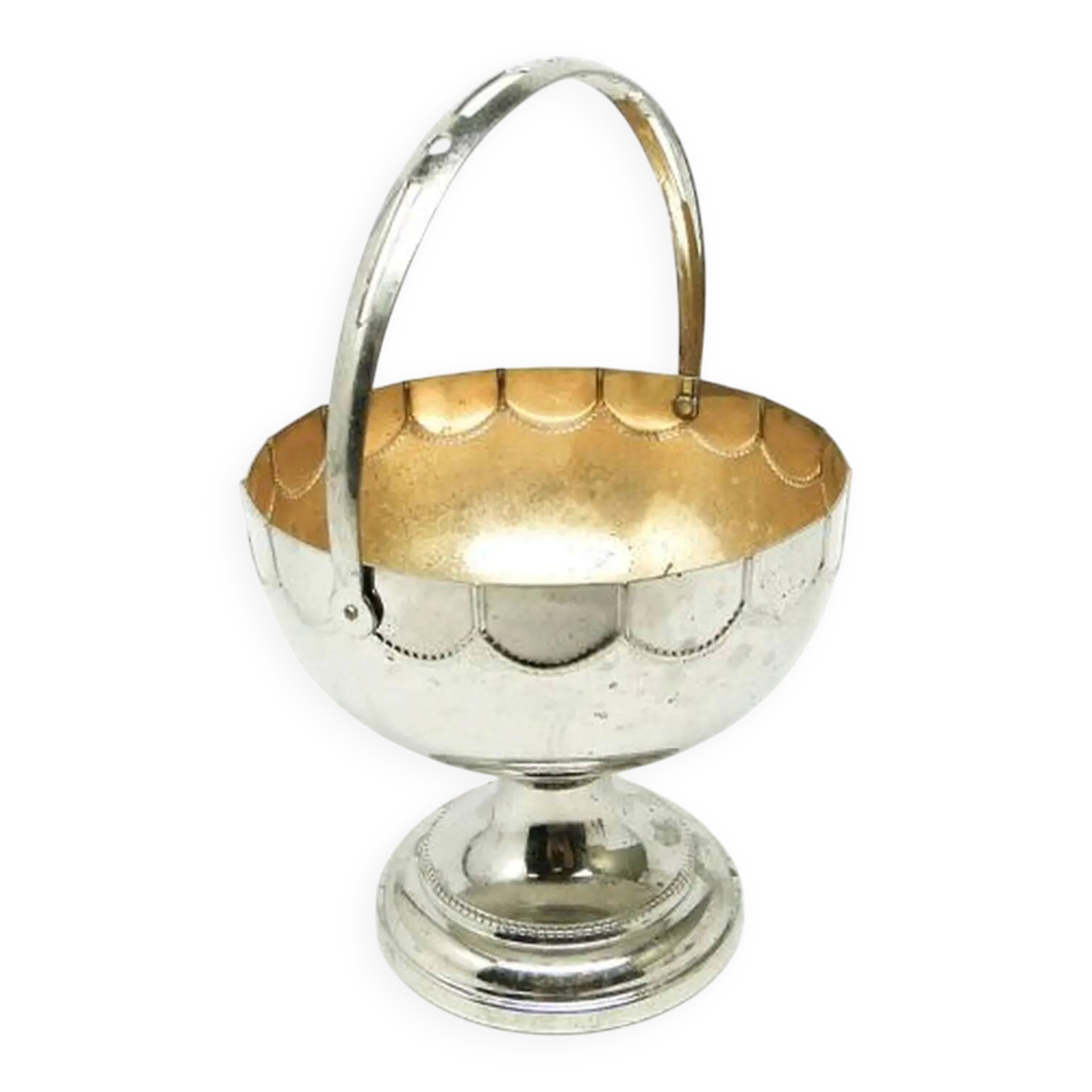 Sucrier en forme de panier Art Nouveau, en laiton nickelé, Allemagne, début du 20e siècle
