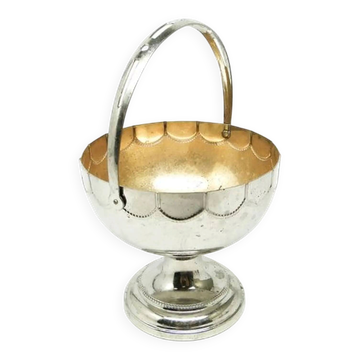 Sucrier en forme de panier Art Nouveau, en laiton nickelé, Allemagne, début du 20e siècle