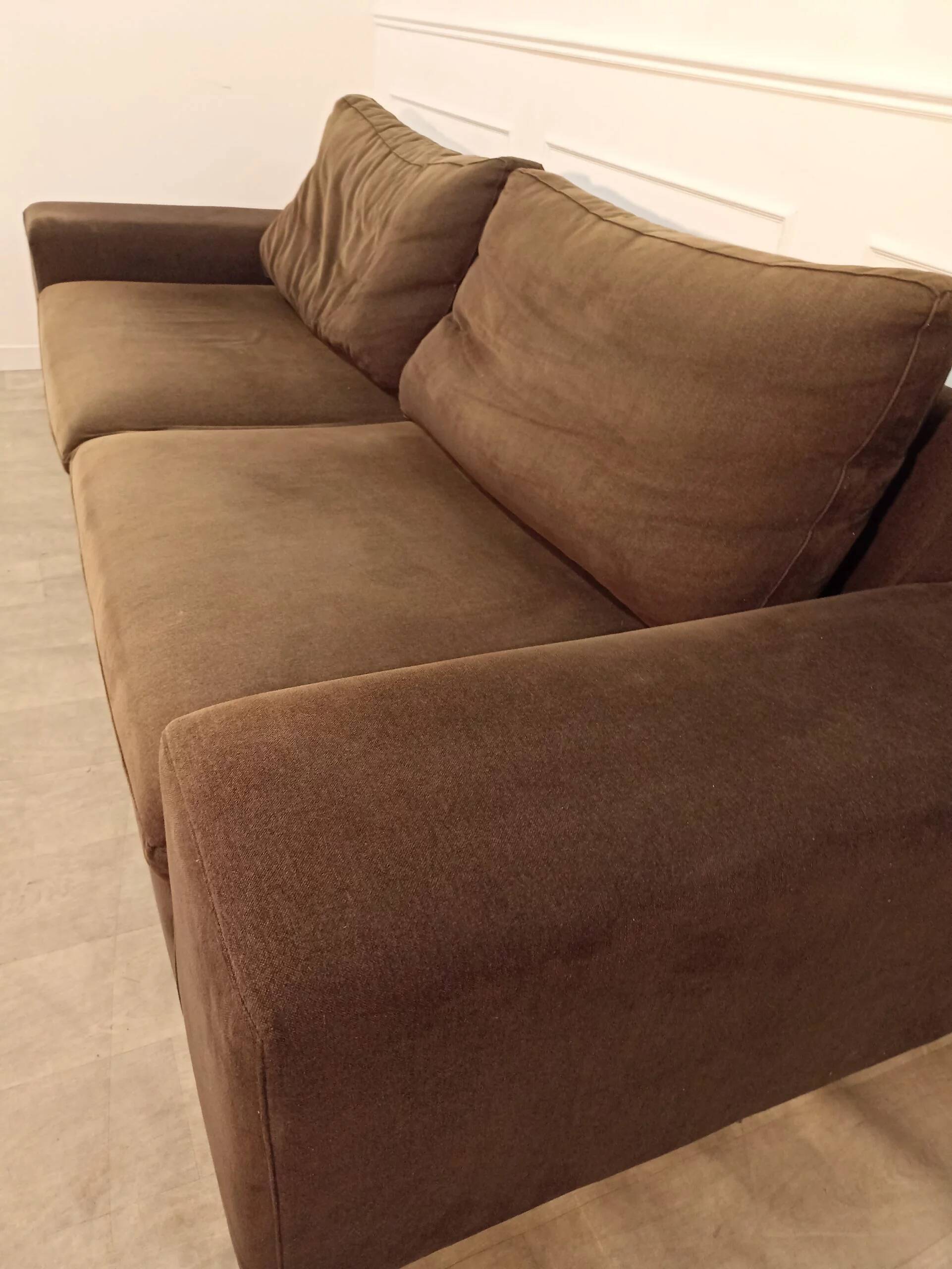 Large brown fabric sofa, excellent quality