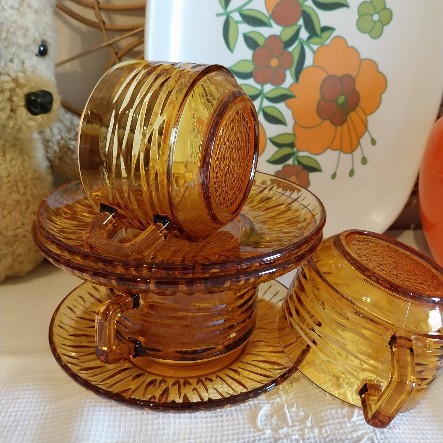 Large vintage glass cups by Vereco